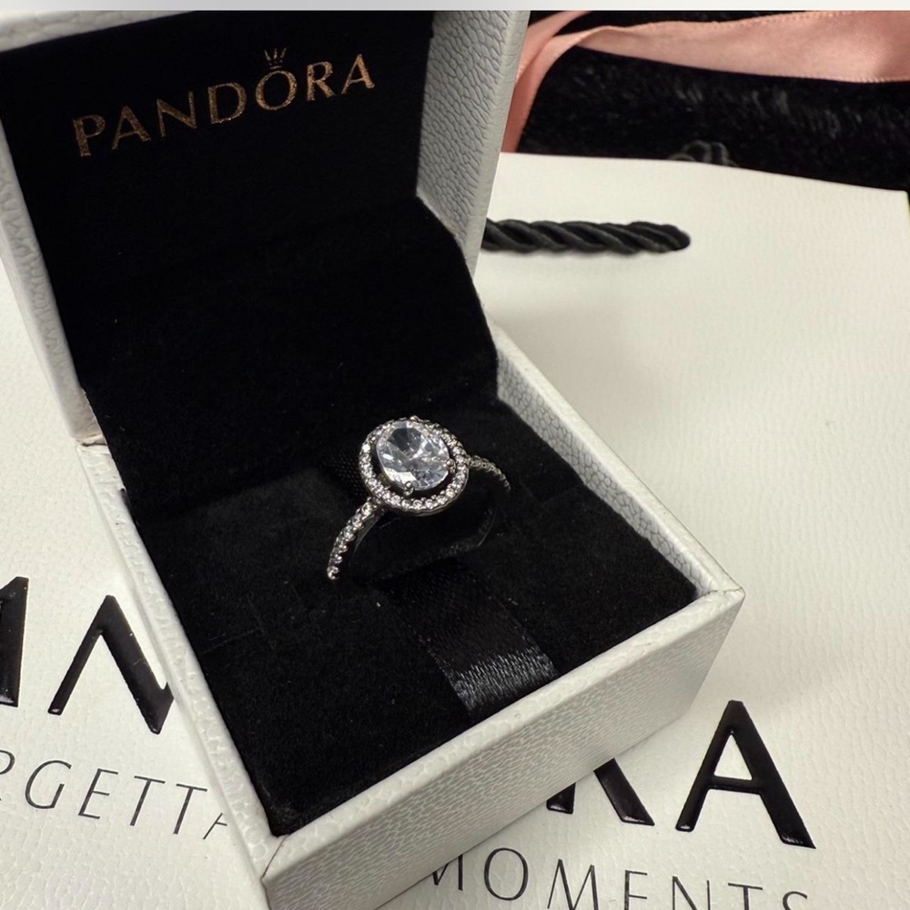 Pandora Oval Sparkling Halo Statement Ring